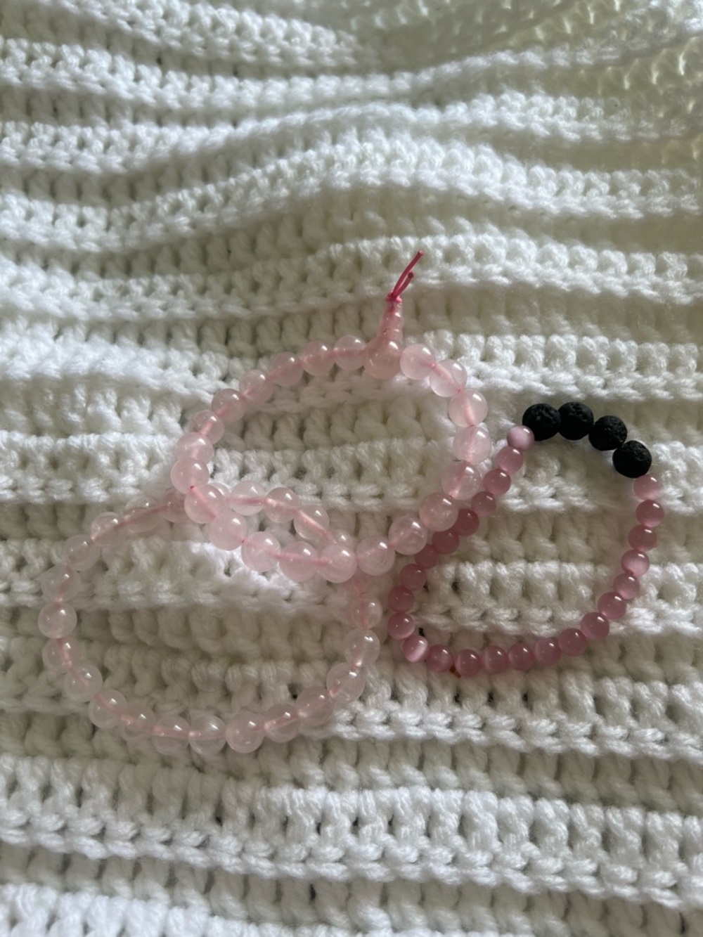 Pink Beaded Stretch Bracelet Set